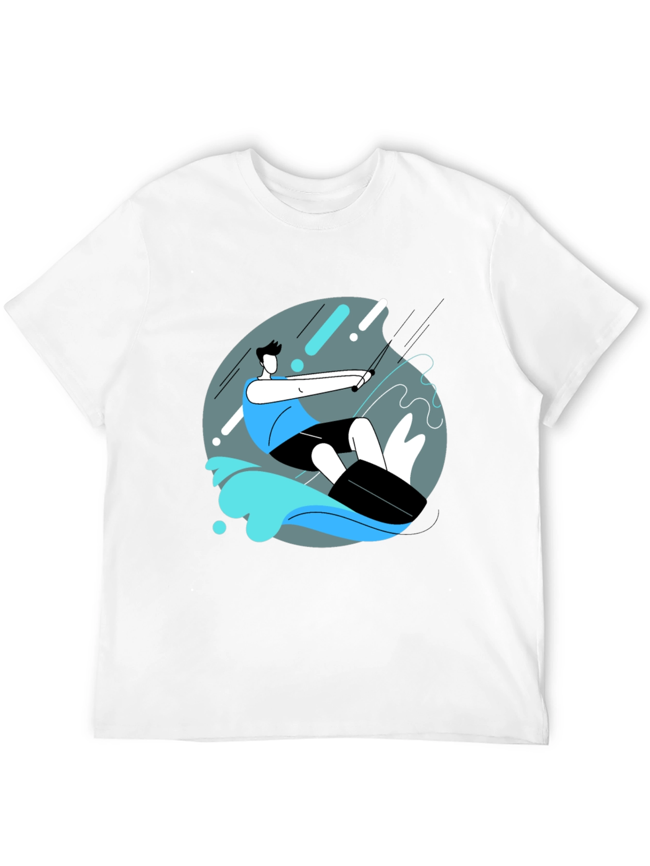 Camiseta Negra Estampada Wakeboard