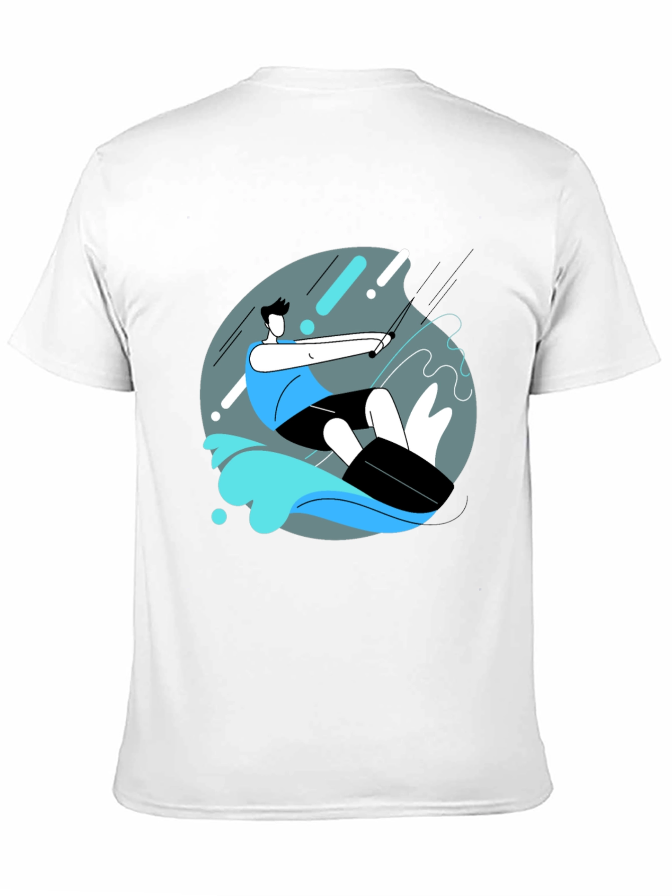 Camiseta Negra Estampada Wakeboard