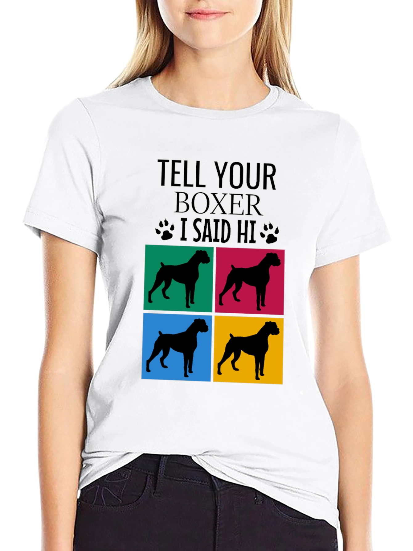 Camiseta Negra con Diseño de Boxer