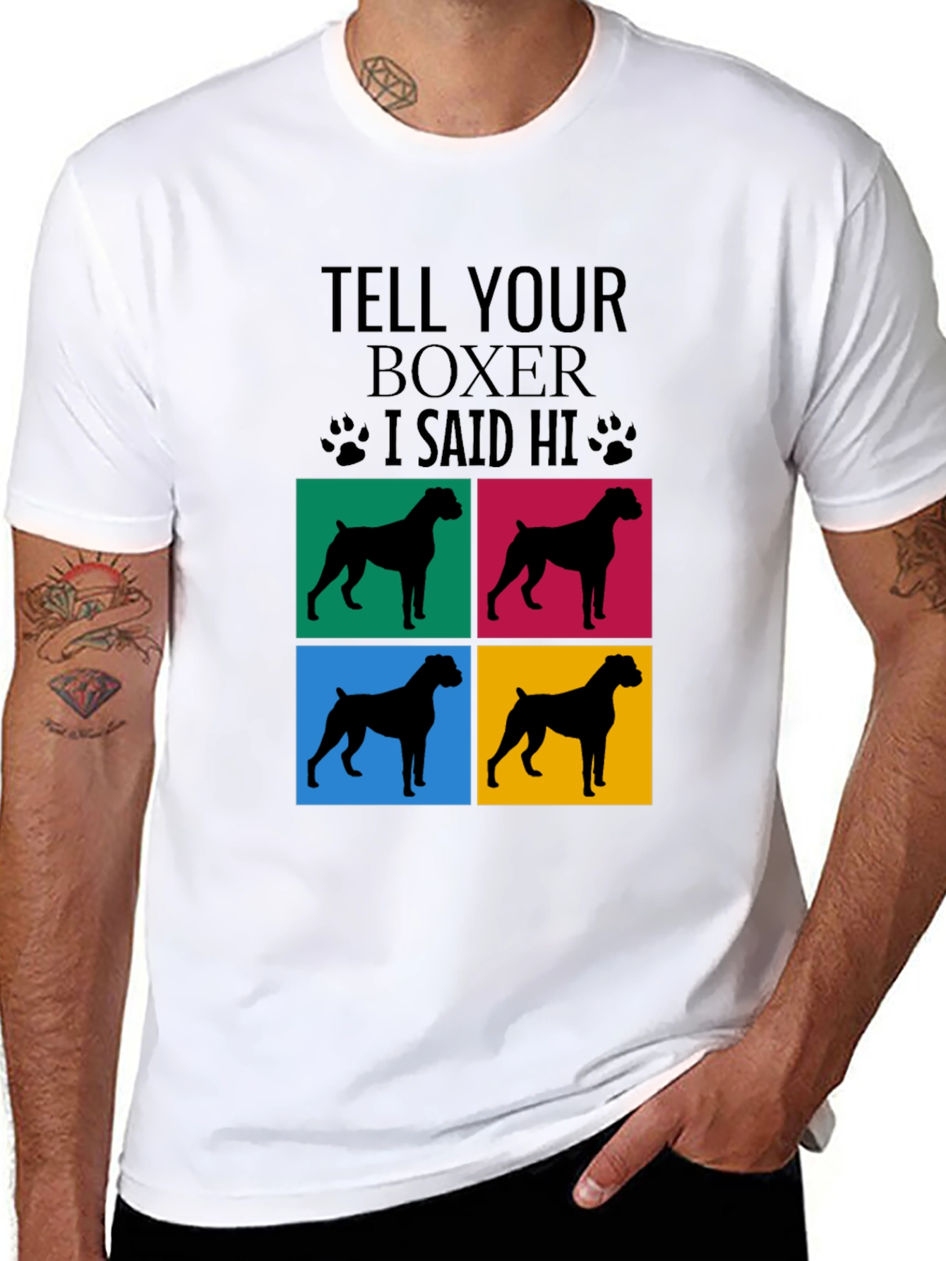 Camiseta Negra con Diseño de Boxer