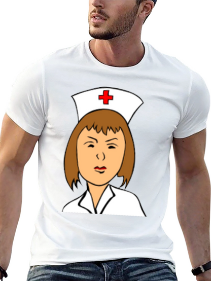 Camiseta Negra con Dibujo de Enfermera