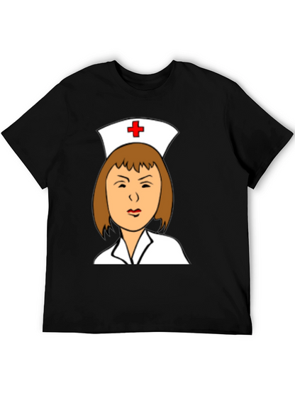 Camiseta Negra con Dibujo de Enfermera