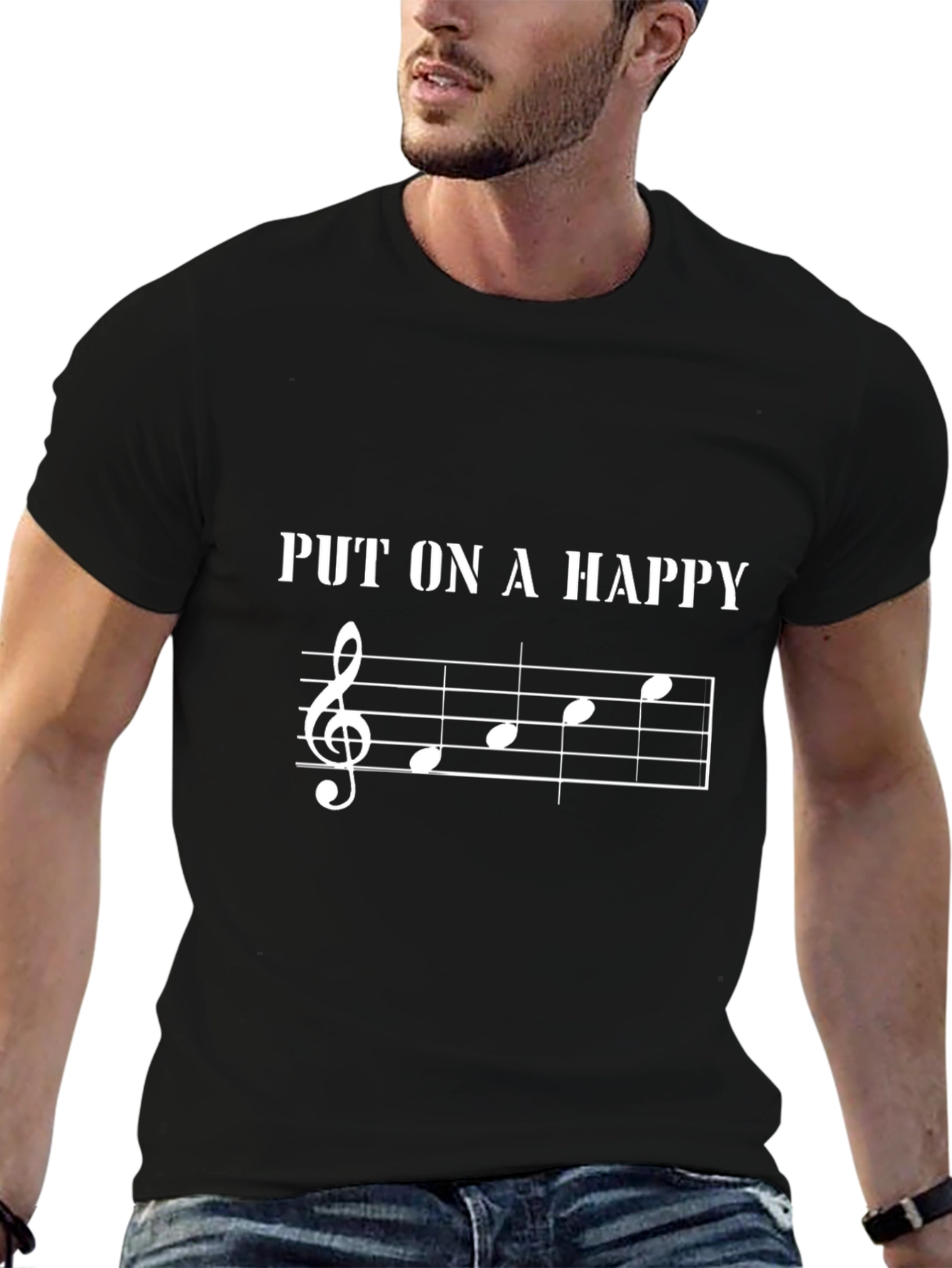 Camiseta Negra Put on a Happy Face Musical