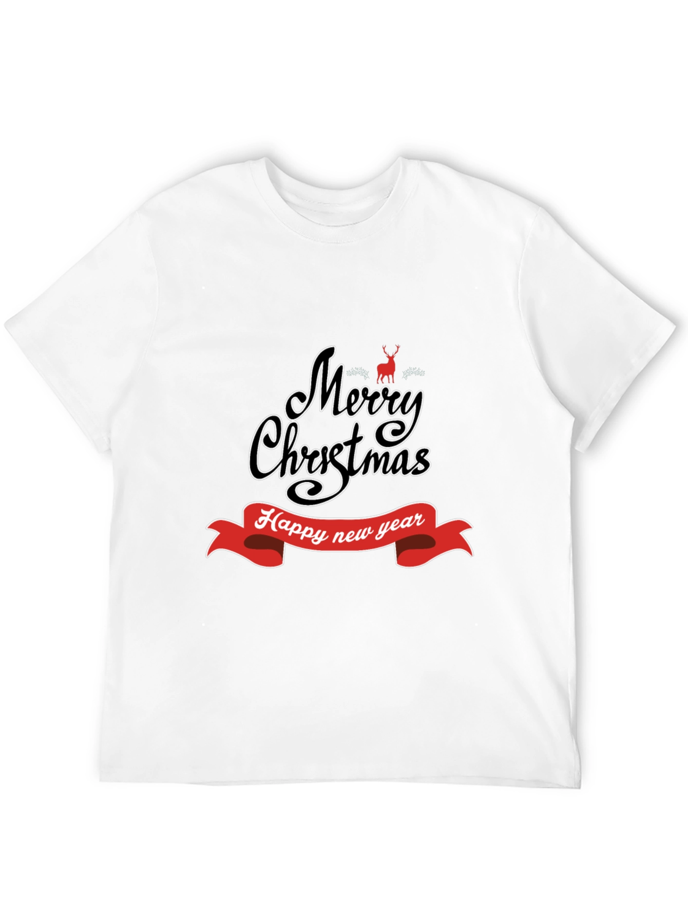 Camiseta Negra Navideña: Merry Christmas y Feliz Año Nuevo