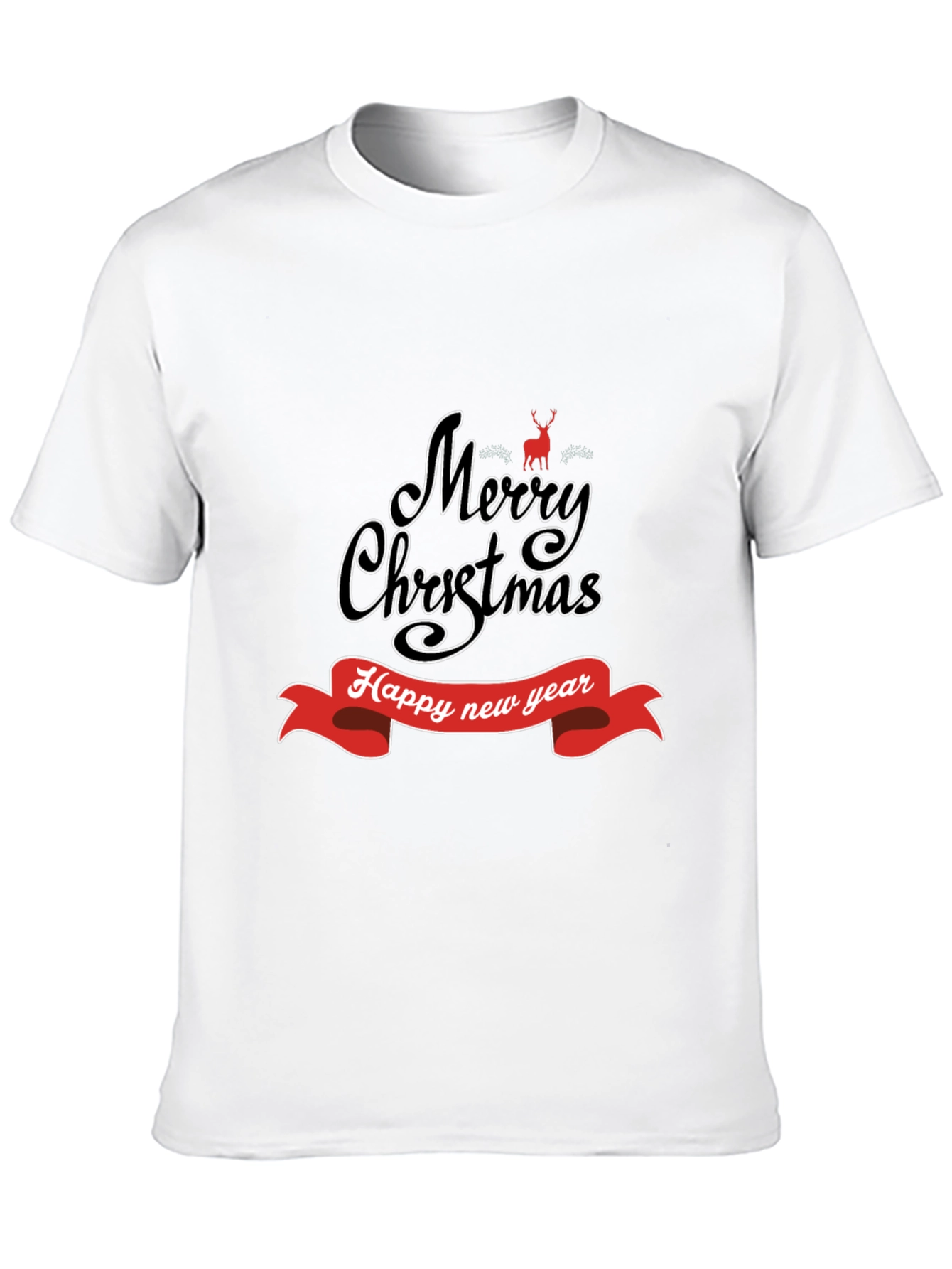 Camiseta Negra Navideña: Merry Christmas y Feliz Año Nuevo
