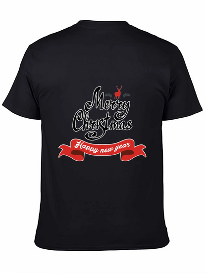 Camiseta Negra Navideña: Merry Christmas y Feliz Año Nuevo