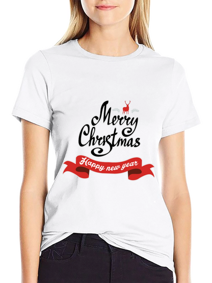 Camiseta Negra Navideña: Merry Christmas y Feliz Año Nuevo