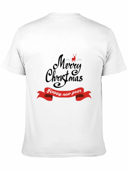 Camiseta Negra Navideña: Merry Christmas y Feliz Año Nuevo
