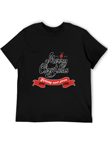 Camiseta Negra Navideña: Merry Christmas y Feliz Año Nuevo