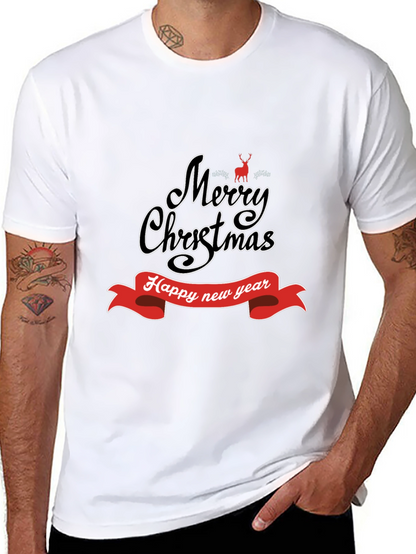 Camiseta Negra Navideña: Merry Christmas y Feliz Año Nuevo