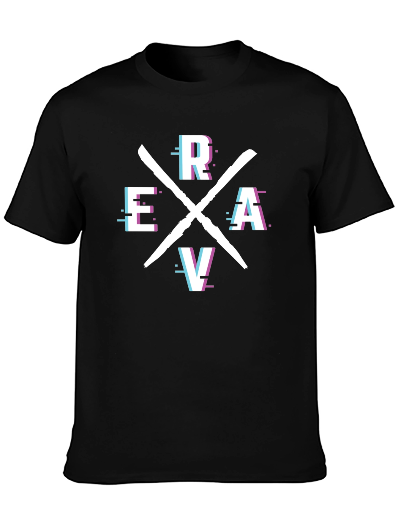 Camiseta Negra Estampada ERAV - Diseño Moderno