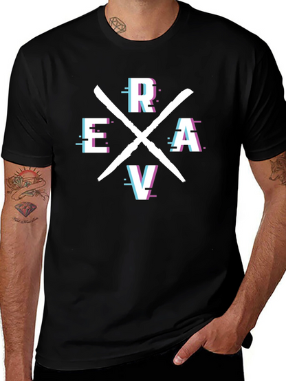 Camiseta Negra Estampada ERAV - Diseño Moderno