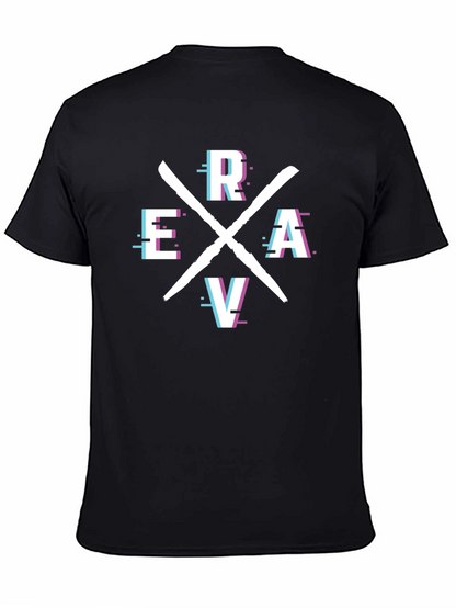 Camiseta Negra Estampada ERAV - Diseño Moderno
