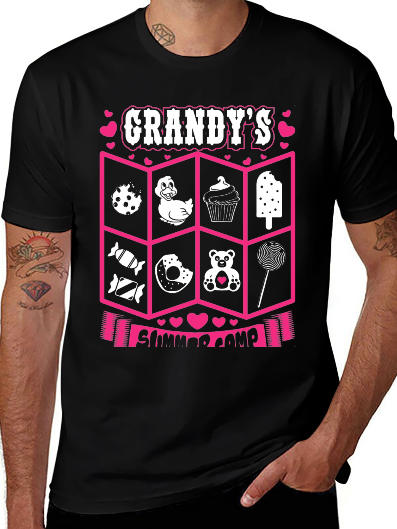 Camiseta Negra: Campamento de Verano de Grandy
