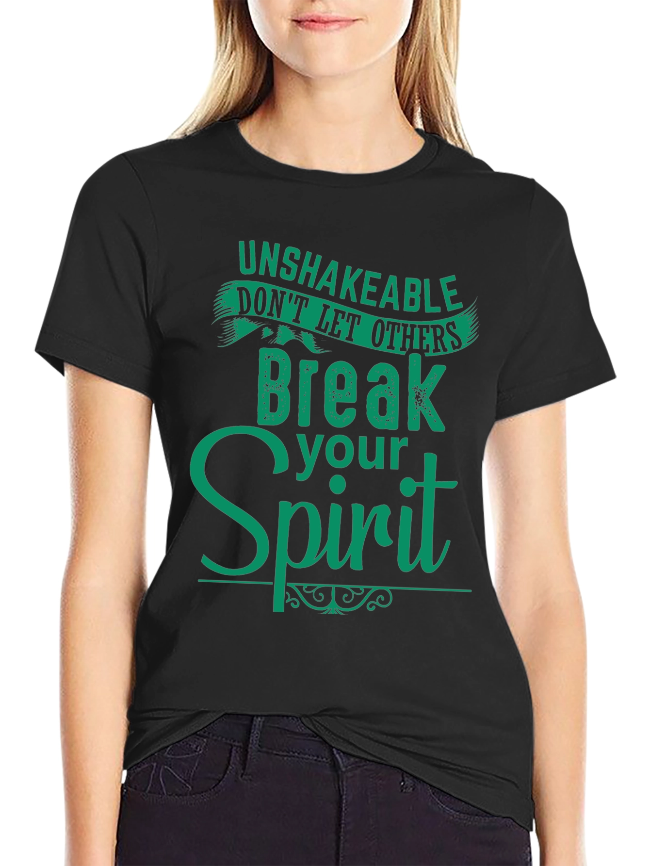 Camiseta Negra con Mensaje Inspirador en Verde