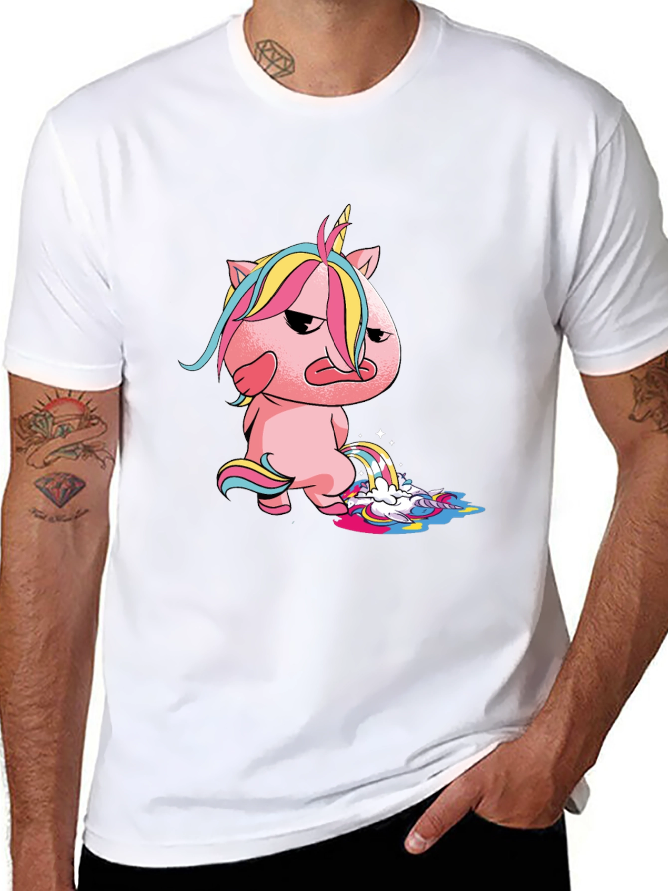Camiseta Negra con Unicornio Malhumorado