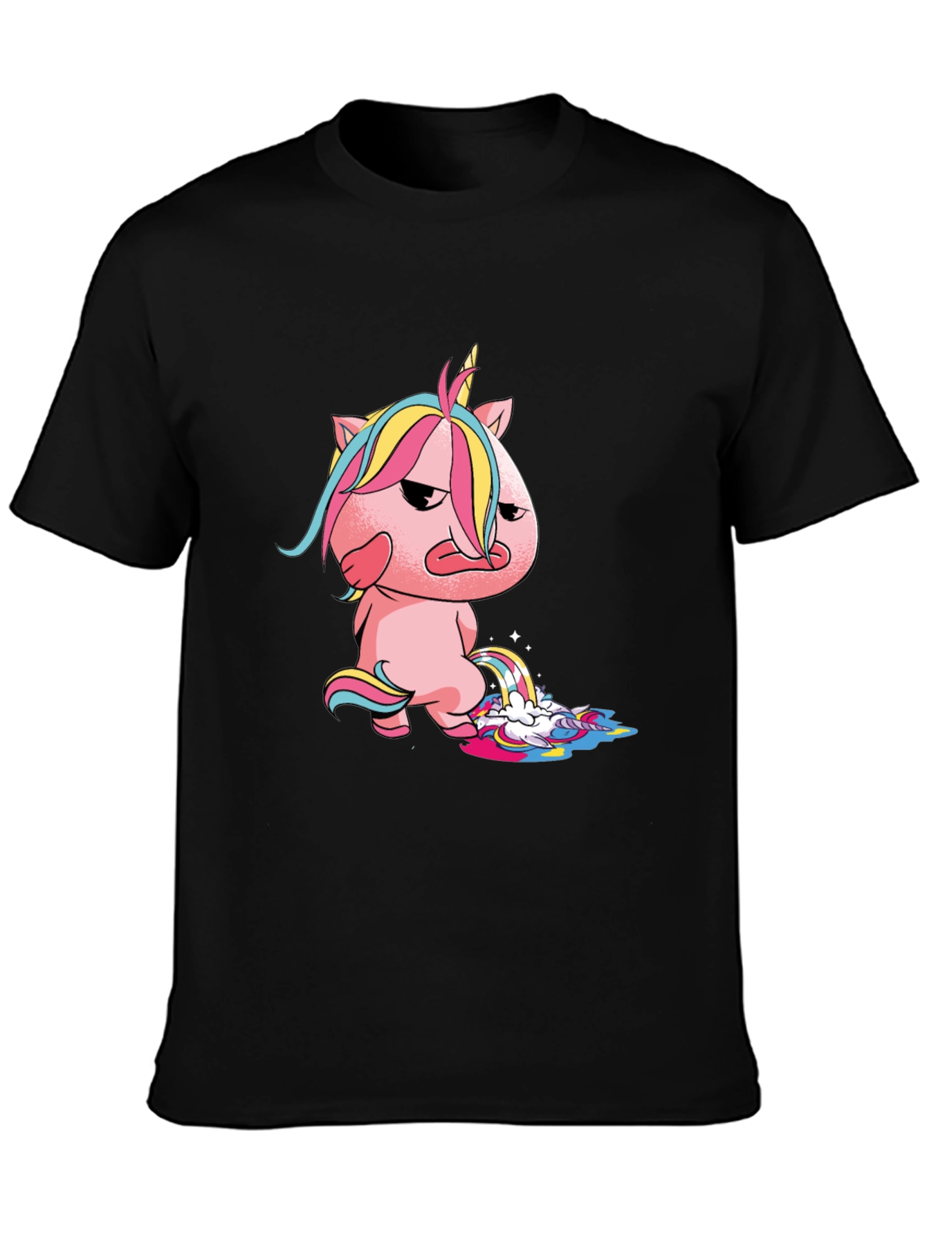 Camiseta Negra con Unicornio Malhumorado
