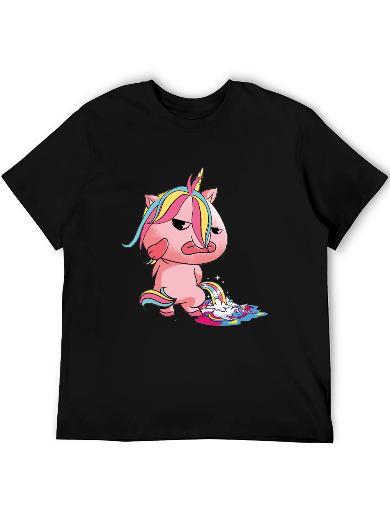 Camiseta Negra con Unicornio Malhumorado