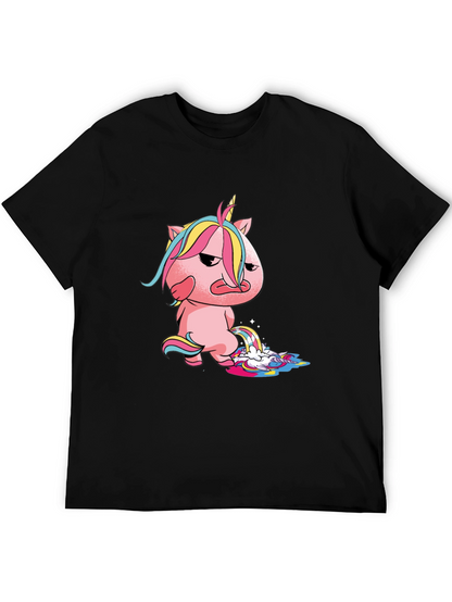 Camiseta Negra con Unicornio Malhumorado