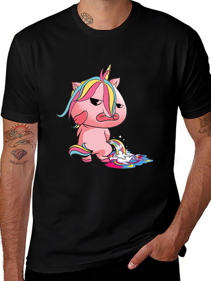 Camiseta Negra con Unicornio Malhumorado
