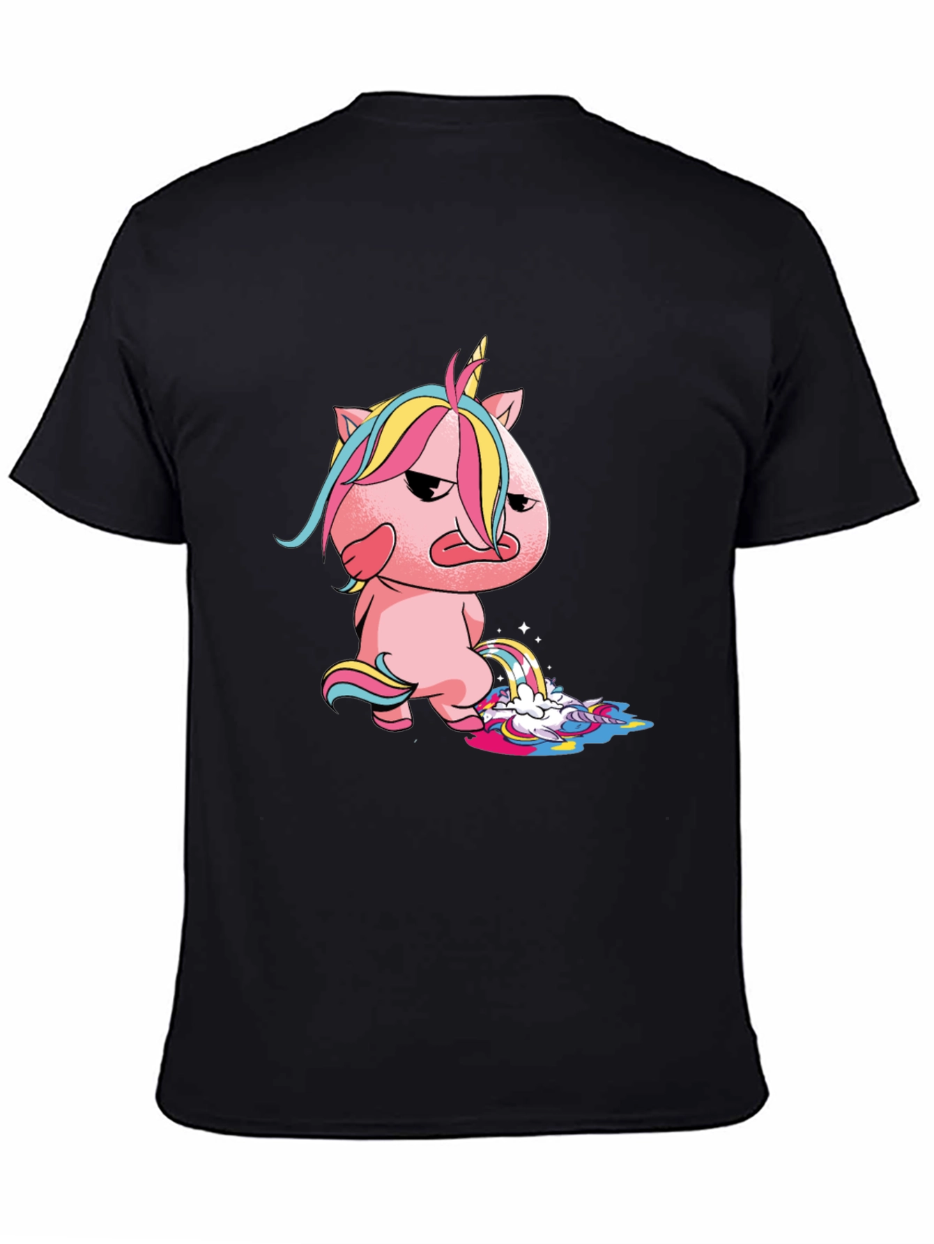Camiseta Negra con Unicornio Malhumorado