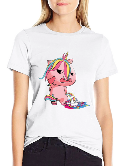 Camiseta Negra con Unicornio Malhumorado
