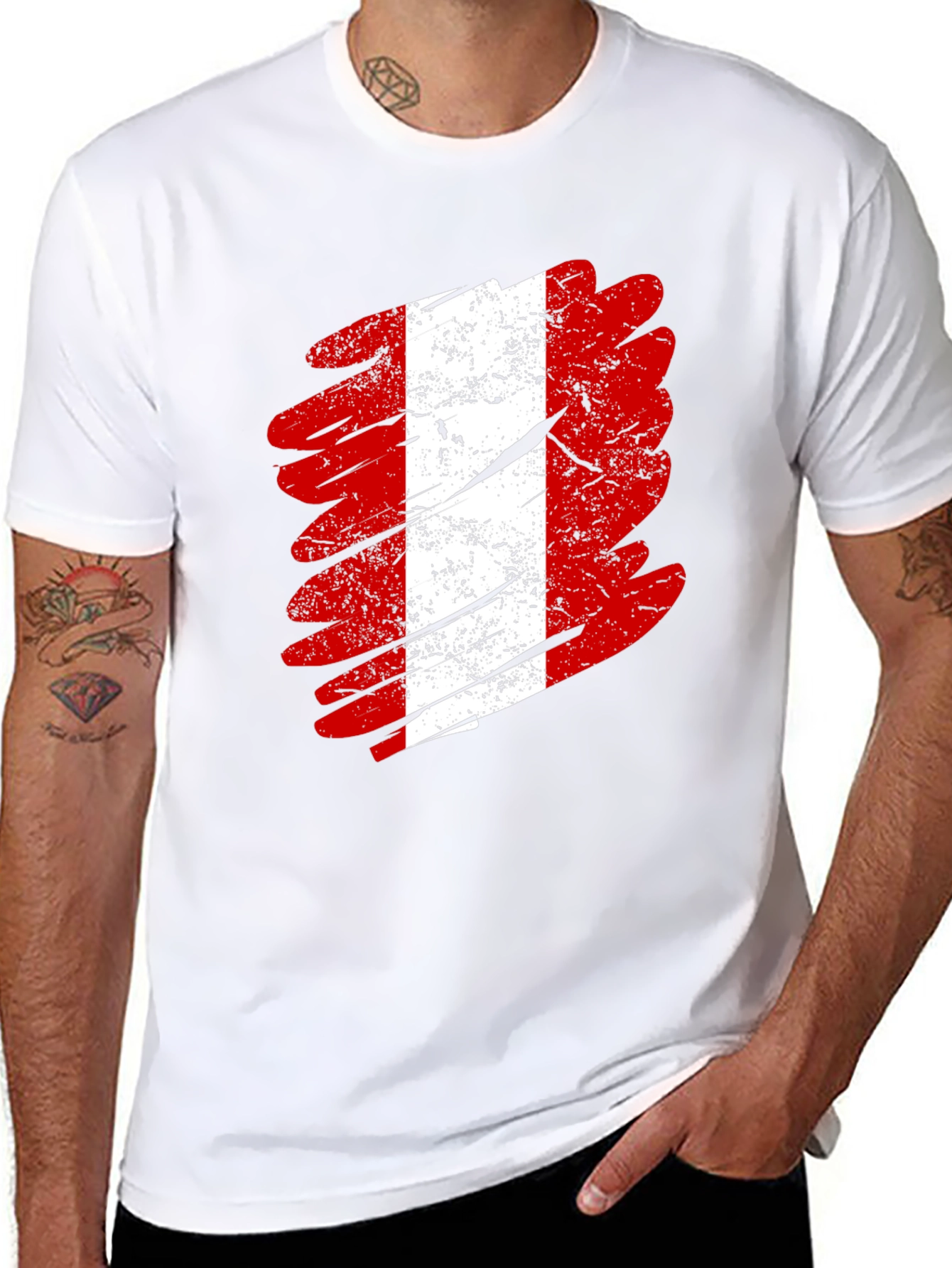 Camiseta Negra con Diseño de Bandera Peruana