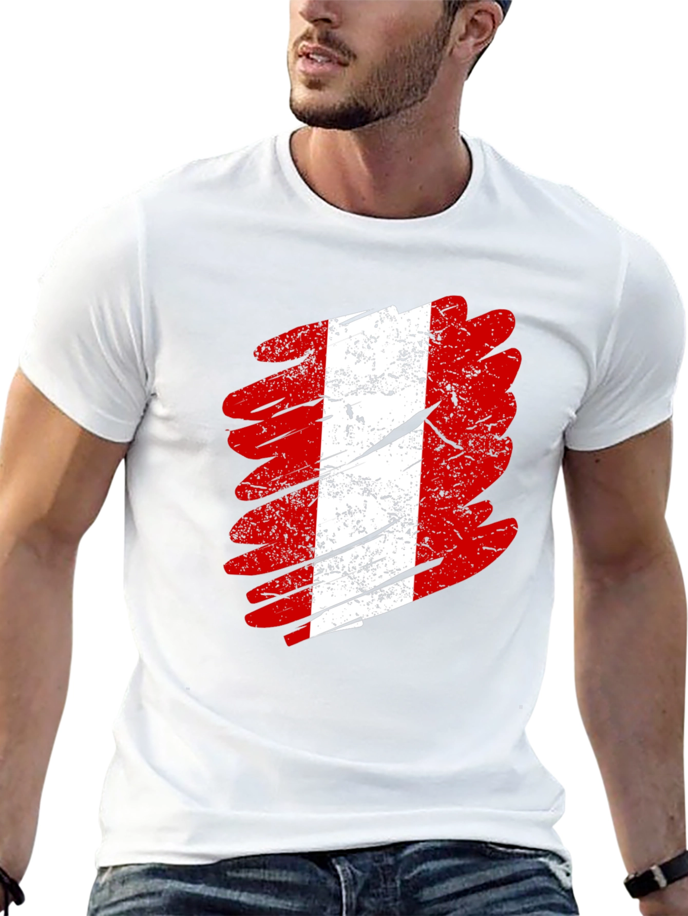 Camiseta Negra con Diseño de Bandera Peruana