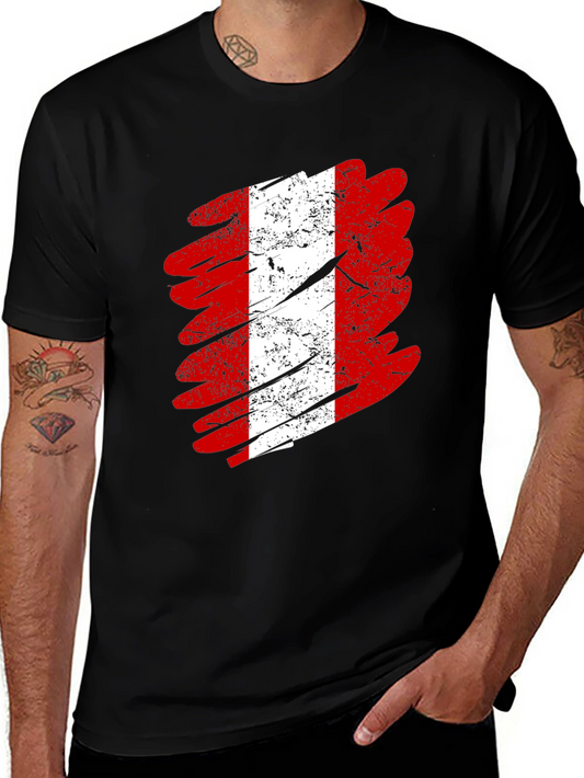 Camiseta Negra con Diseño de Bandera Peruana
