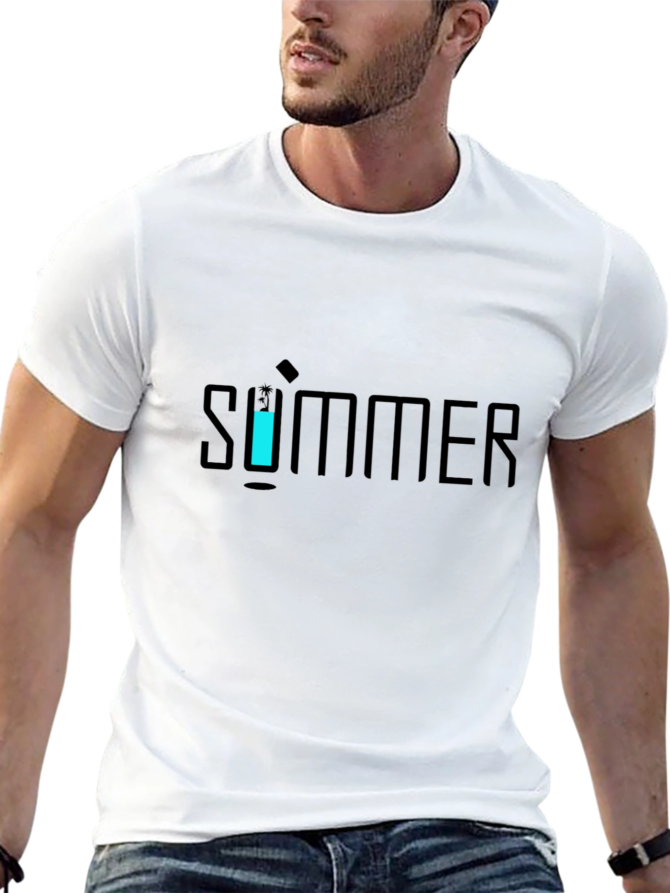Camiseta Negra Hombre Diseño Verano Moderno