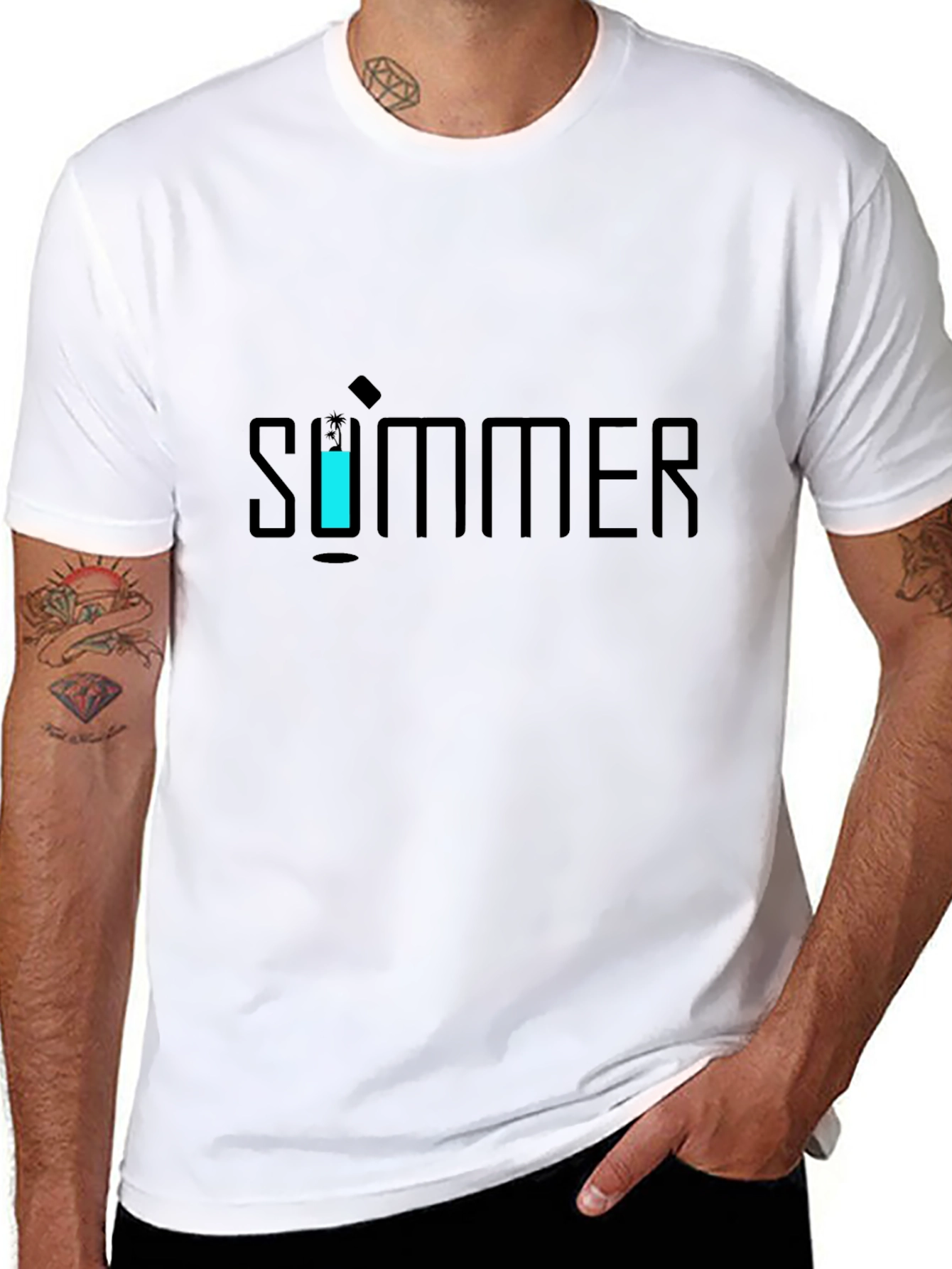 Camiseta Negra Hombre Diseño Verano Moderno