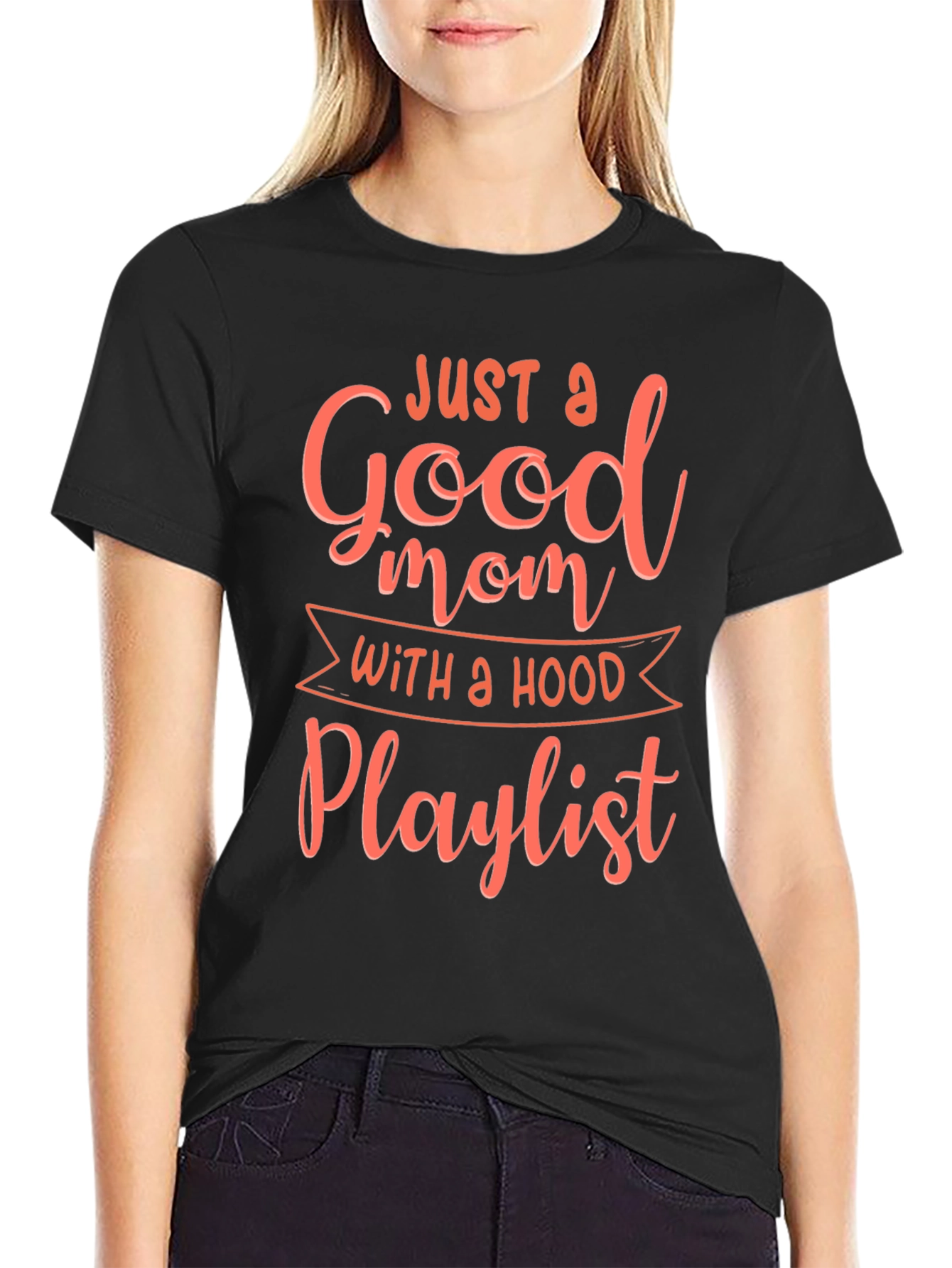 Camiseta Negra: Buena Madre con Playlist Urbana