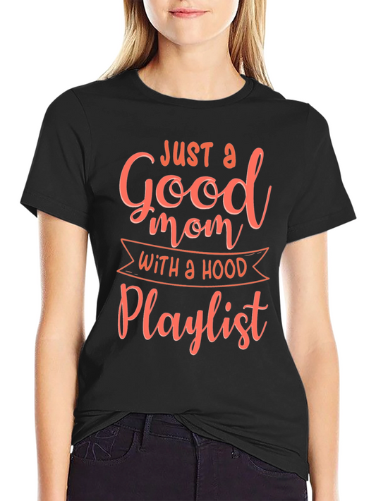 Camiseta Negra: Buena Madre con Playlist Urbana