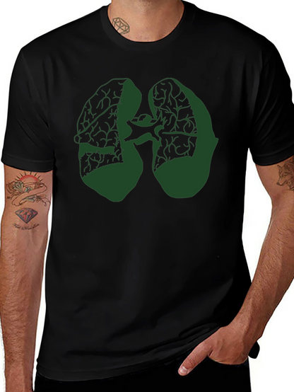 Camiseta Negra con Diseño Anatómico Verde
