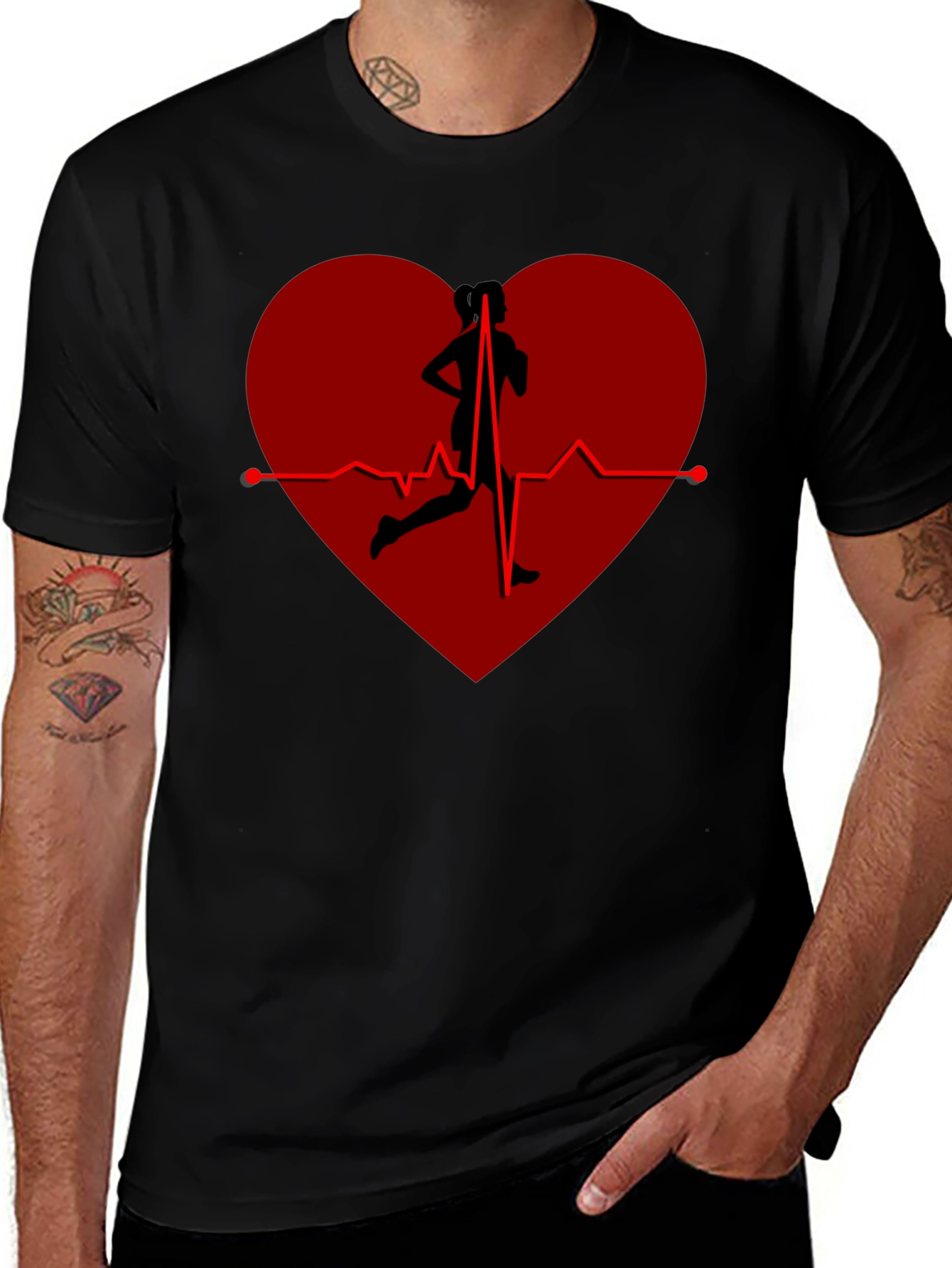 Camiseta Negra Corazón Running