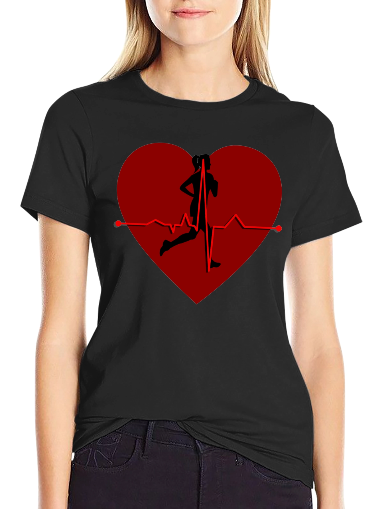 Camiseta Negra Corazón Running