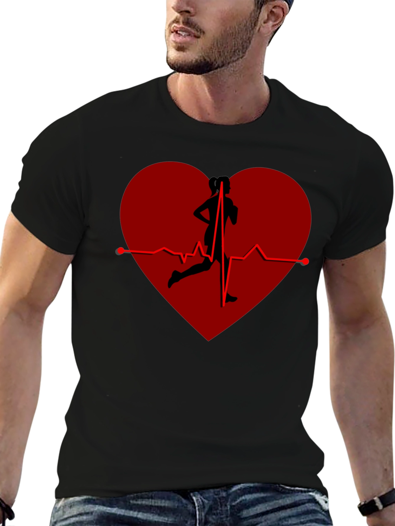 Camiseta Negra Corazón Running