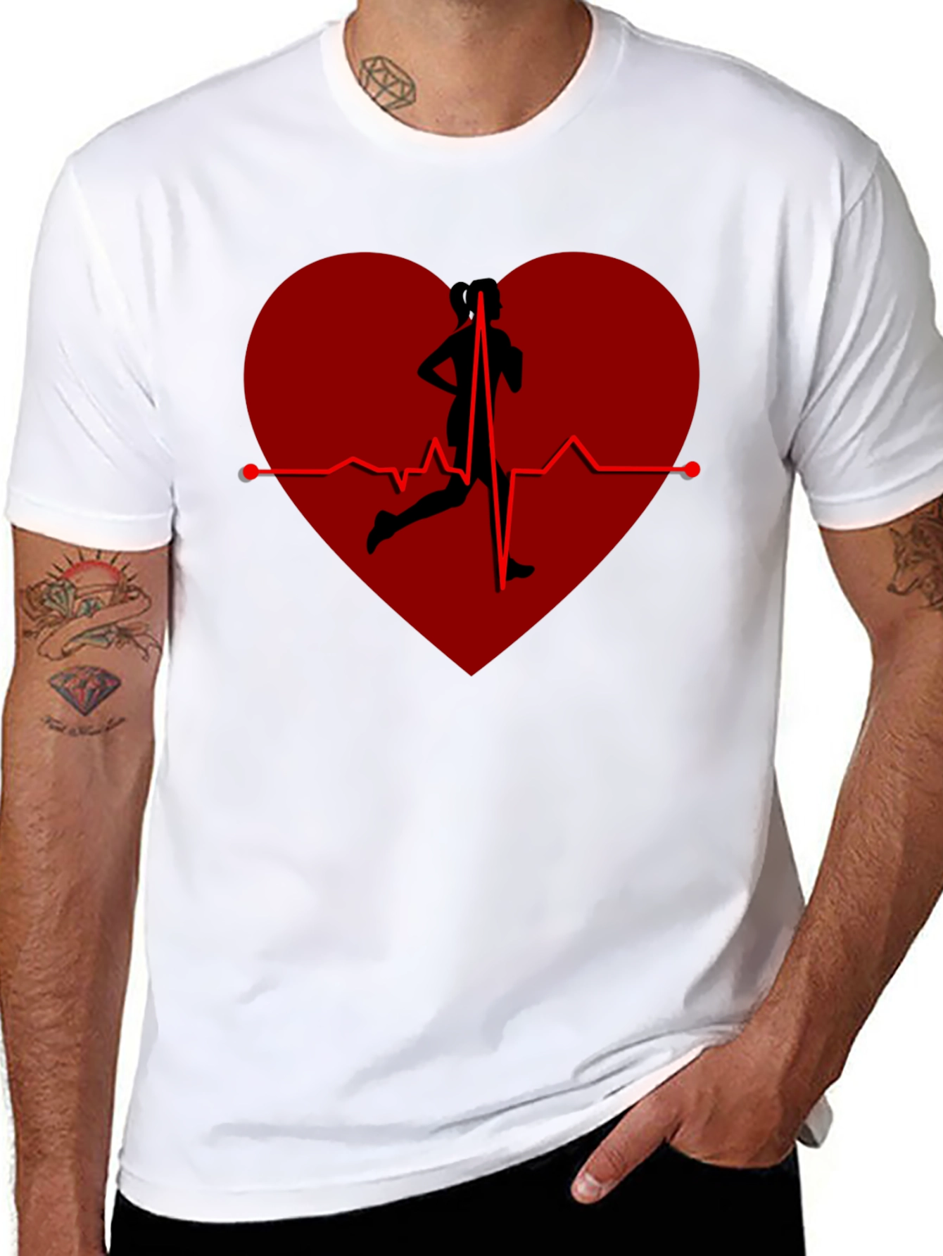 Camiseta Negra Corazón Running