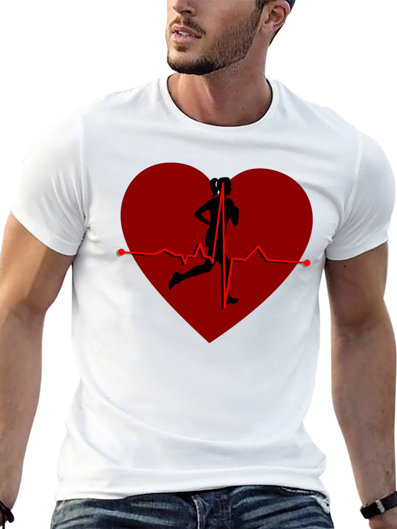 Camiseta Negra Corazón Running