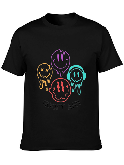Camiseta Negra Unisex con Diseño de Caritas Derretidas Goofy