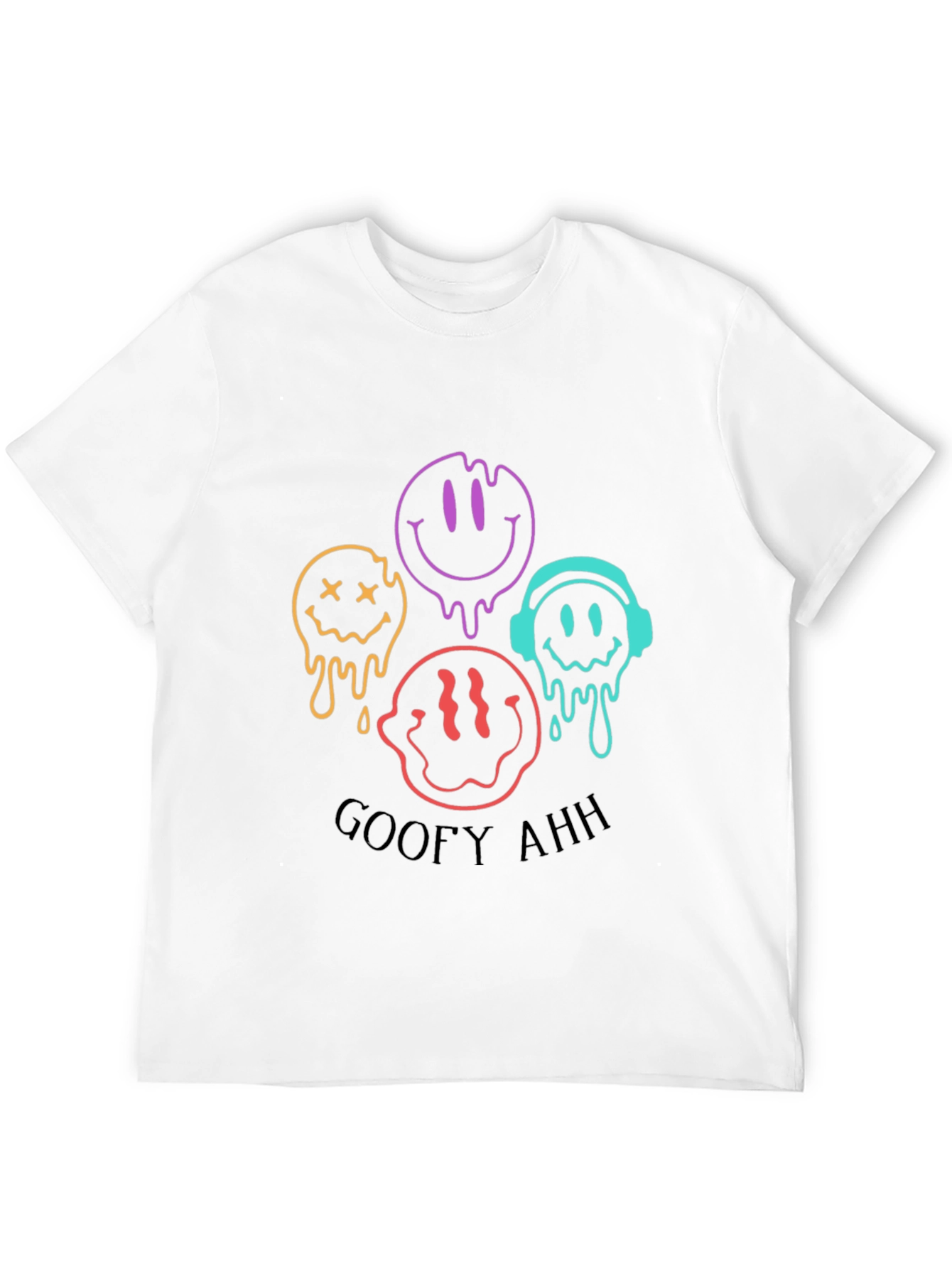 Camiseta Negra Unisex con Diseño de Caritas Derretidas Goofy