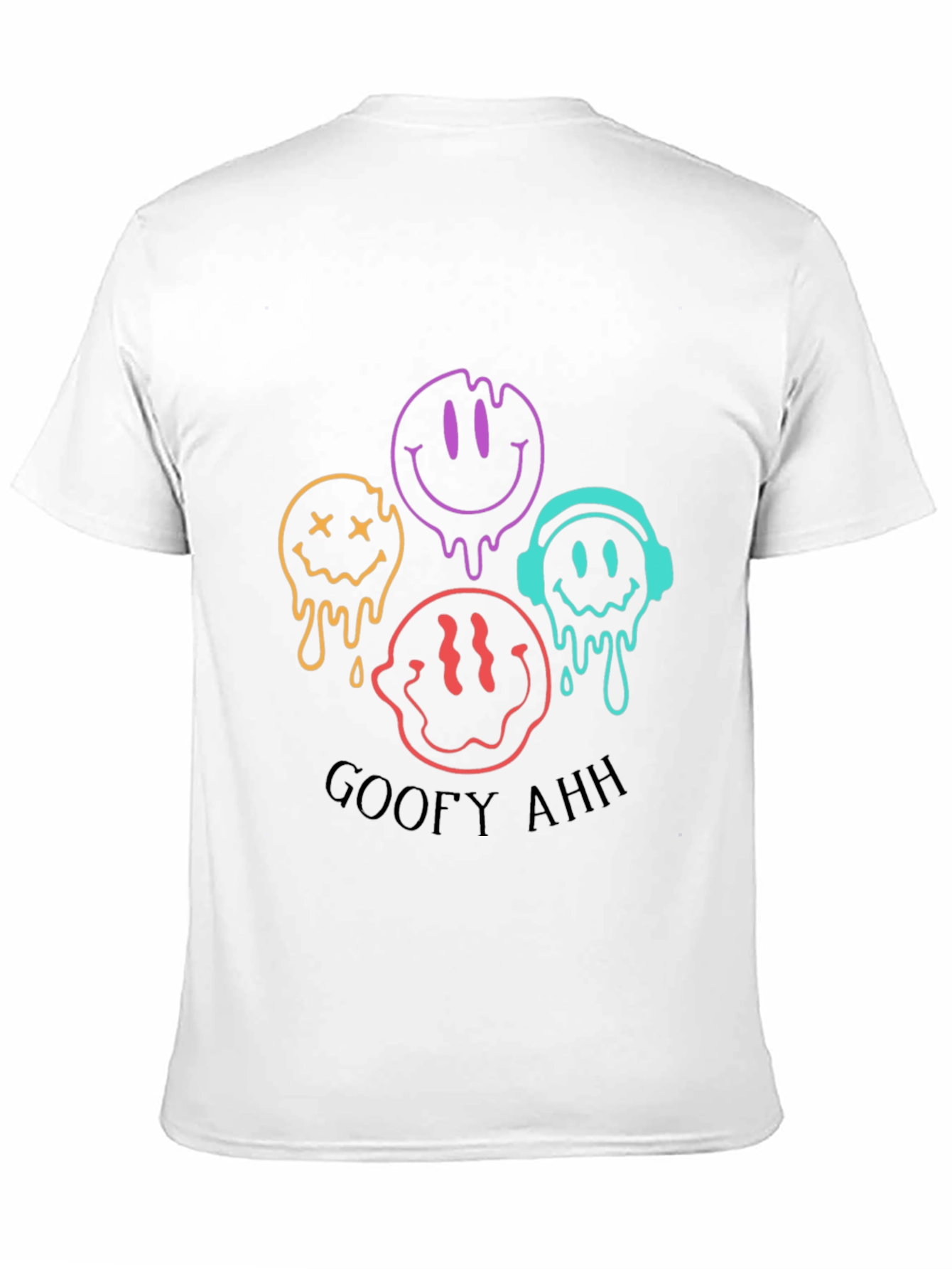 Camiseta Negra Unisex con Diseño de Caritas Derretidas Goofy