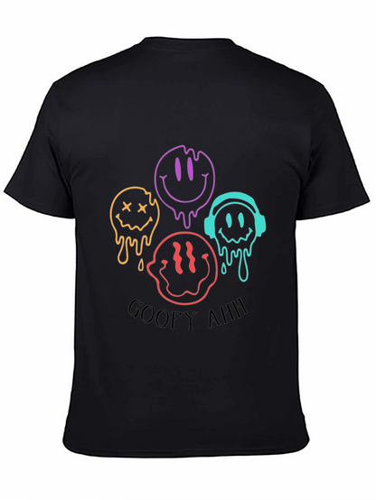 Camiseta Negra Unisex con Diseño de Caritas Derretidas Goofy