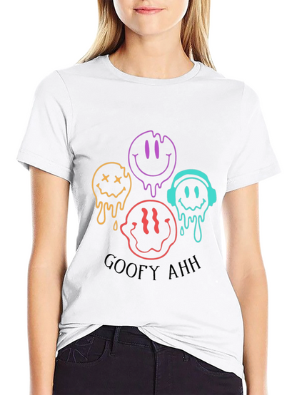 Camiseta Negra Unisex con Diseño de Caritas Derretidas Goofy