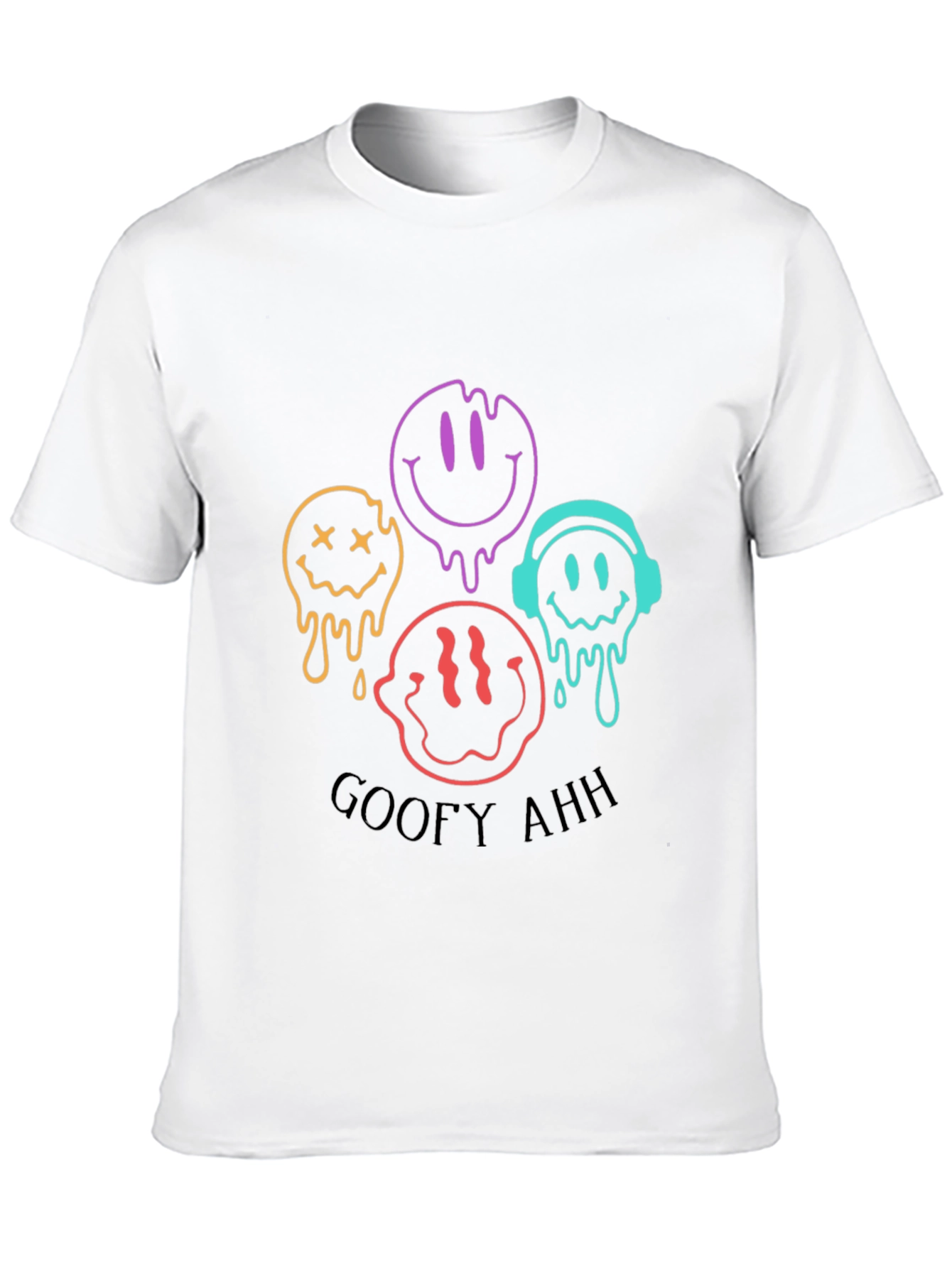 Camiseta Negra Unisex con Diseño de Caritas Derretidas Goofy