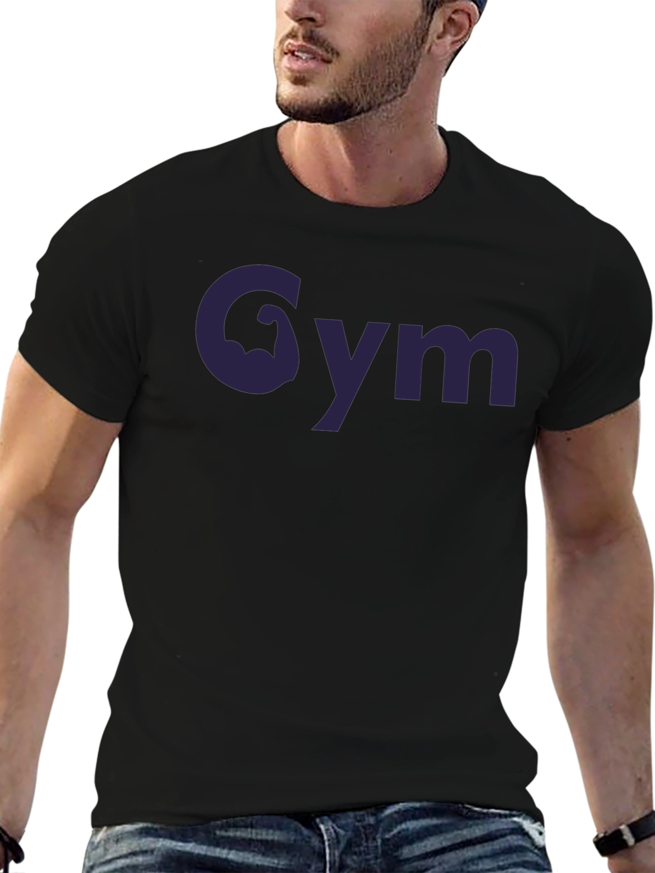 Camiseta Negra Gym con Diseño Musculoso