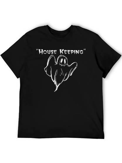 Camiseta Negra Divertida House Keeping Fantasma