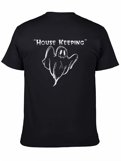 Camiseta Negra Divertida House Keeping Fantasma