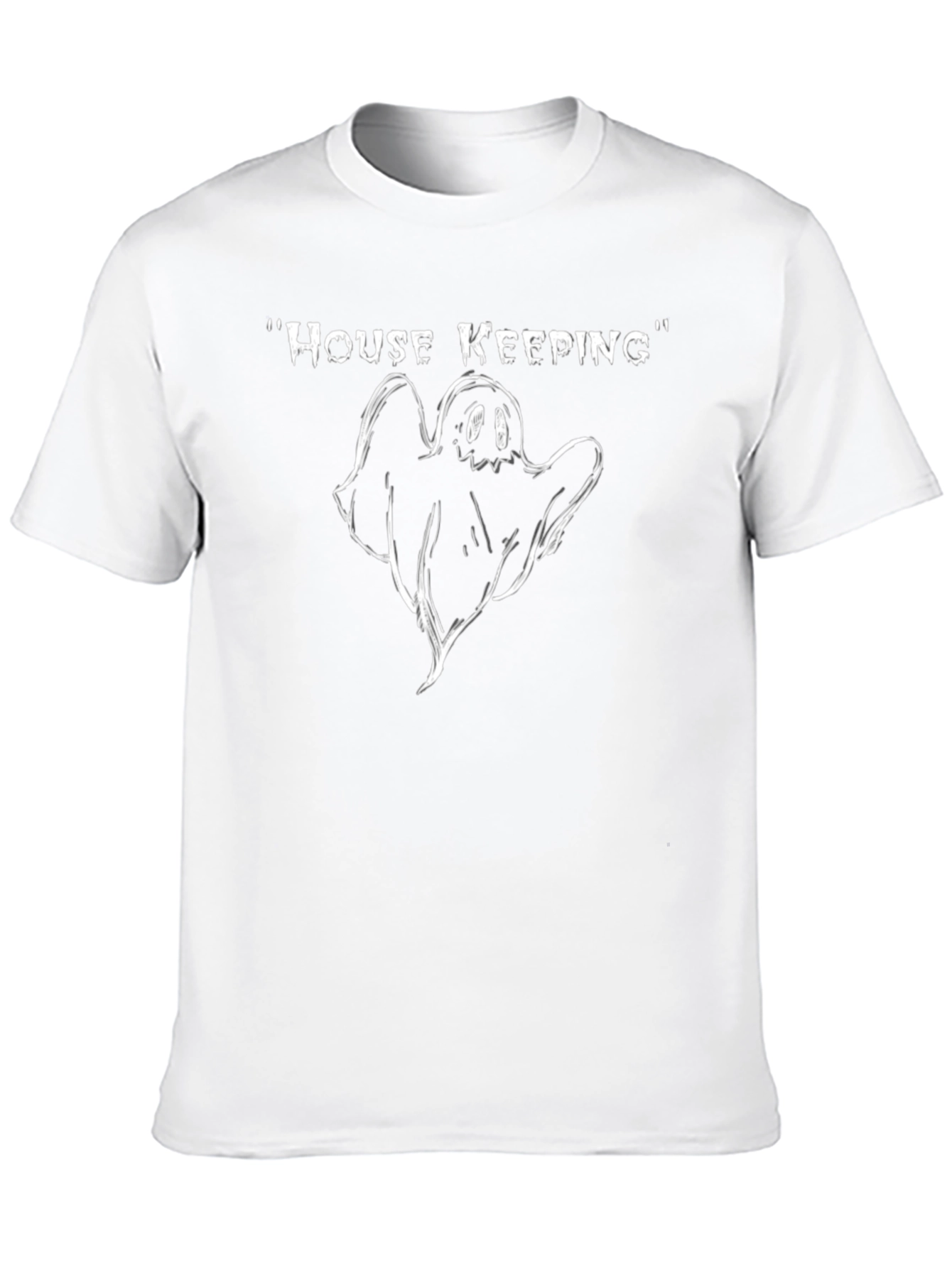 Camiseta Negra Divertida House Keeping Fantasma