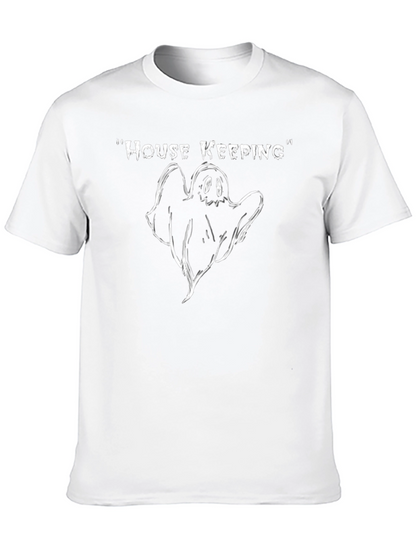 Camiseta Negra Divertida House Keeping Fantasma